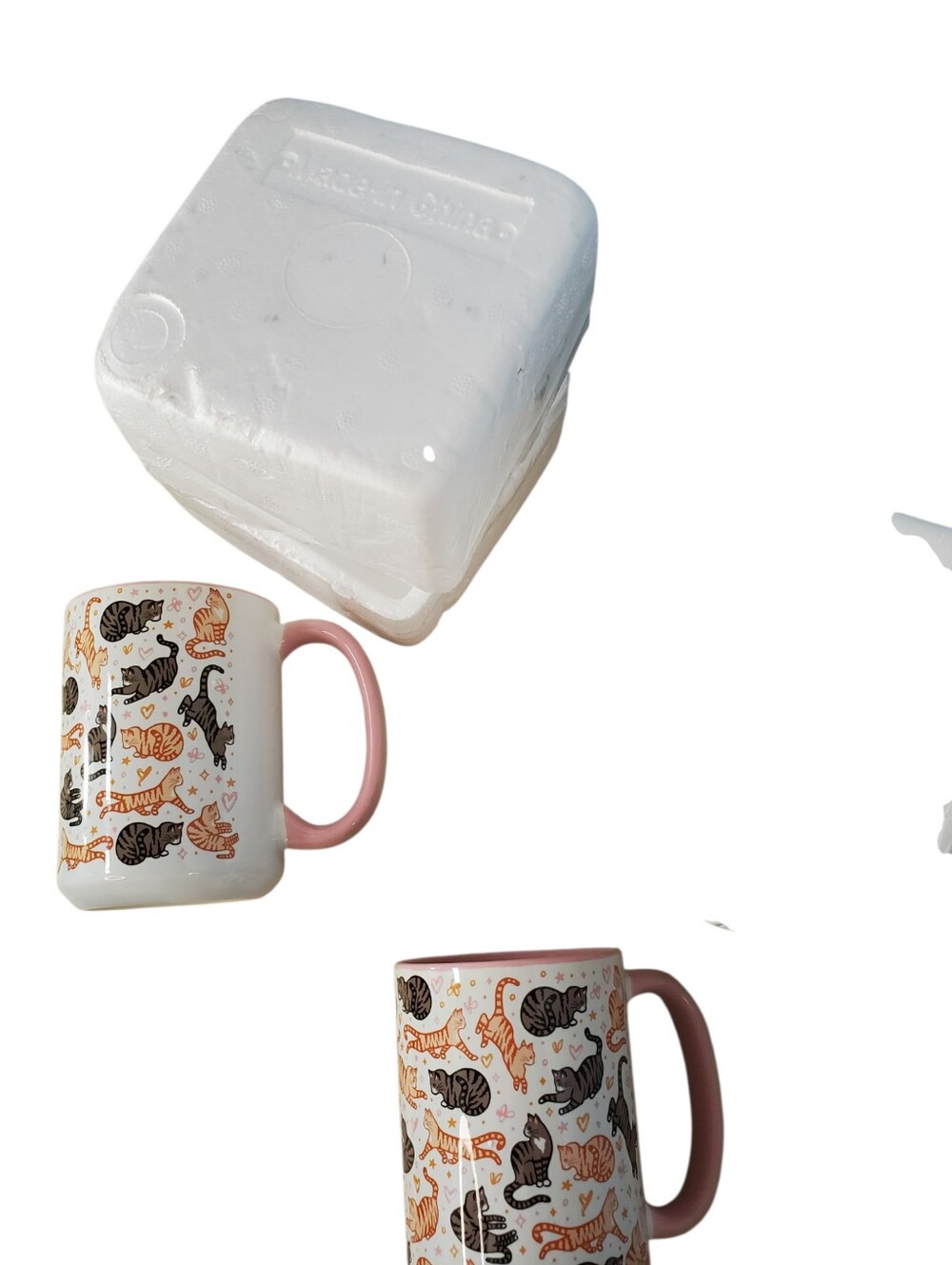 Orca Coatings Pink Interior Cat Pattern Ceramic Mug Set Of 2 - Picture 7 of 8